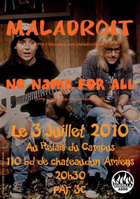 Maladroit + No Name For All au Relais du Campus le 03 juillet 2010 à Amiens (80)