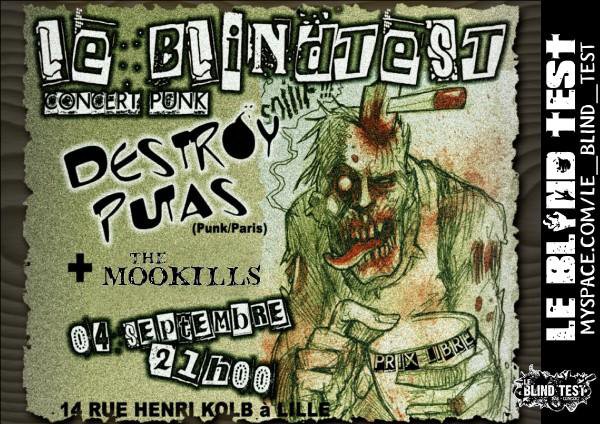 Destroy Putas + The Mookills au Blind Test le 04 septembre 2010 à Lille (59)