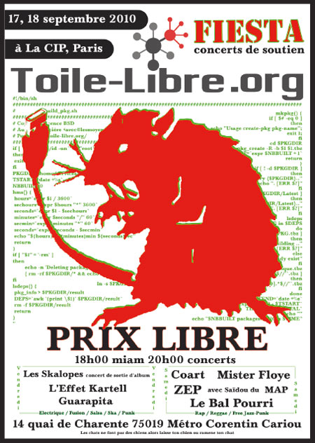 Week-end de soutien à Toile Libre à la CIP le 17 septembre 2010 à Paris (75)