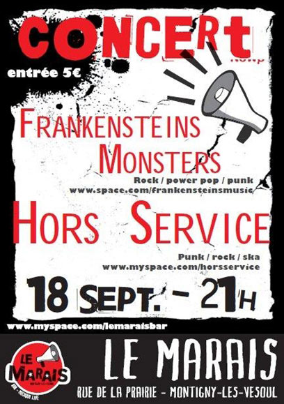 Frankenstein's Monsters + Hors Service au bar Le Marais le 18 septembre 2010 à Montigny-lès-Vesoul (70)