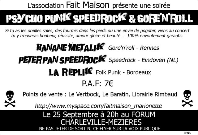 Banane Metalik + Peter Pan Speedrock + La Réplik au Forum le 25 septembre 2010 à Charleville-Mézières (08)