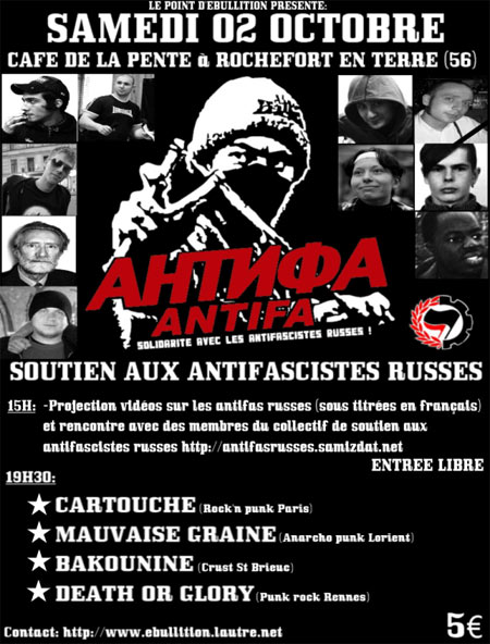 Soutien aux antifascistes russes au Café de la Pente le 02 octobre 2010 à Rochefort-en-Terre (56)