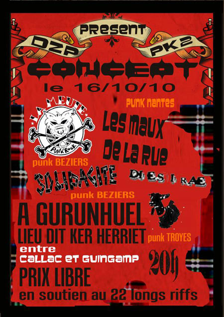 Les Maux de la Rue + La Meute + Solidagité + Dies Irae le 16 octobre 2010 à Gurunhuel (22)