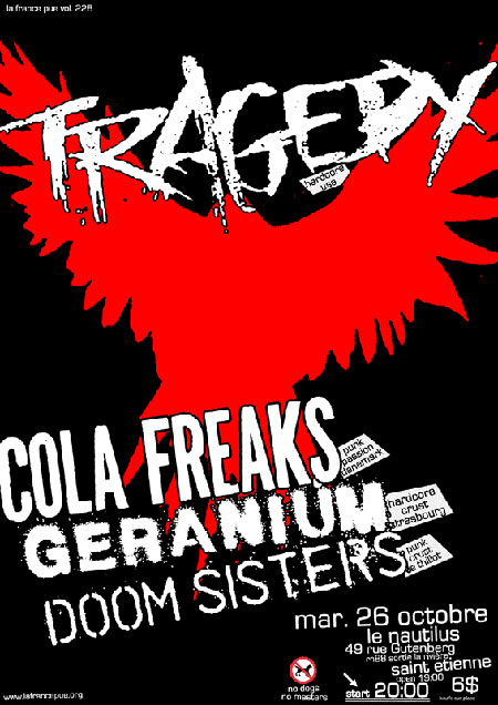 Tragedy + Cola Freaks + Doom Sisters + Geranium au Nautilus le 26 octobre 2010 à Saint-Etienne (42)