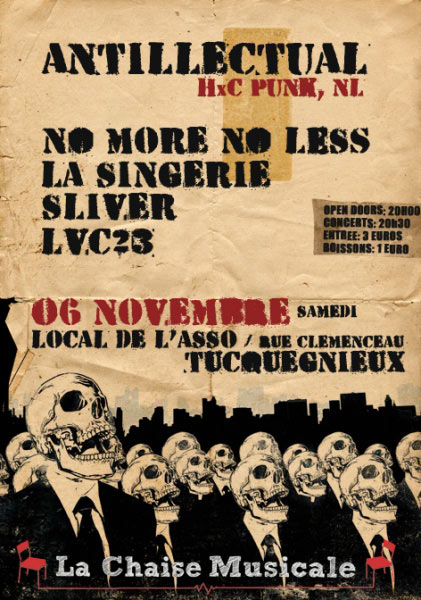 Antillectual + Sliver + No More No Less + La Singerie + LVC23 le 06 novembre 2010 à Tucquegnieux (54)