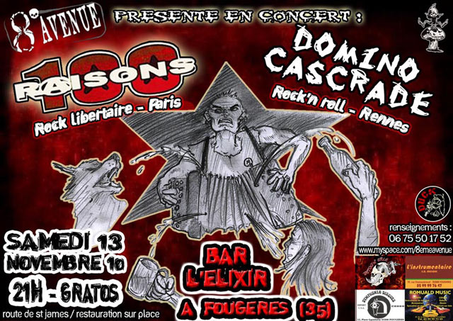 100 Raisons + Domino Cascrade à l'Elixir le 13 novembre 2010 à Fougères (35)