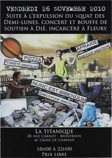 Concert de soutien à Dié à la Titanique le 26 novembre 2010 à Montreuil (93)