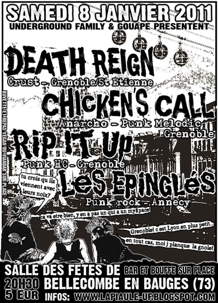 Chicken's Call + Death Reign + Rip It Up + Les Epinglés le 08 janvier 2011 à Bellecombe-en-Bauges (73)