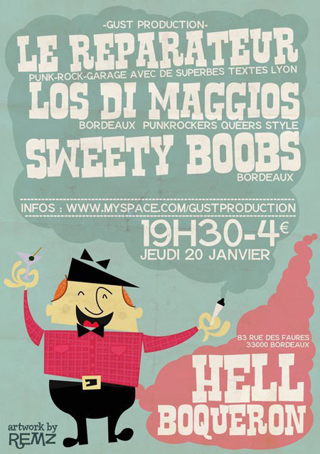 Le Réparateur + Los Di Maggios + Sweety Boobs au bar El Boqueron le 20 janvier 2011 à Bordeaux (33)