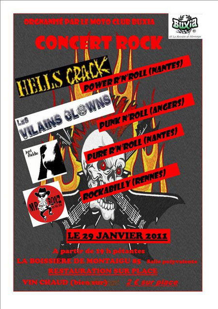 Hells Crack + Les Vilains Clowns + Just A Middle + Mr Bonz le 29 janvier 2011 à La Boissiere-de-Montaigu (85)