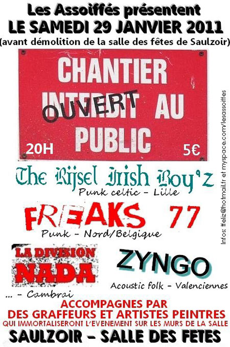 The Rijsel Irish Boy'z + Freaks 77 + Division Nada + Zyngo le 29 janvier 2011 à Saulzoir (59)