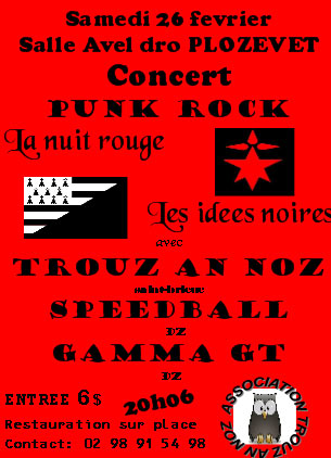 La Nuit Rouge Les Idées Noires à la salle Avel-Dro le 26 février 2011 à Plozévet (29)