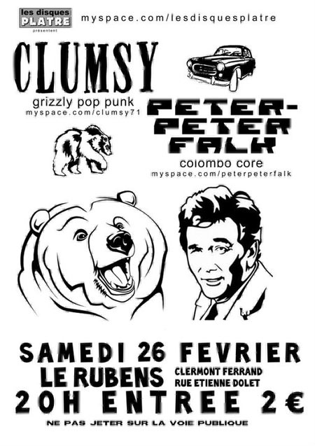 Clumsy + Peter Peter Falk + The Squirrel Project au Rubens le 26 février 2011 à Clermont-Ferrand (63)