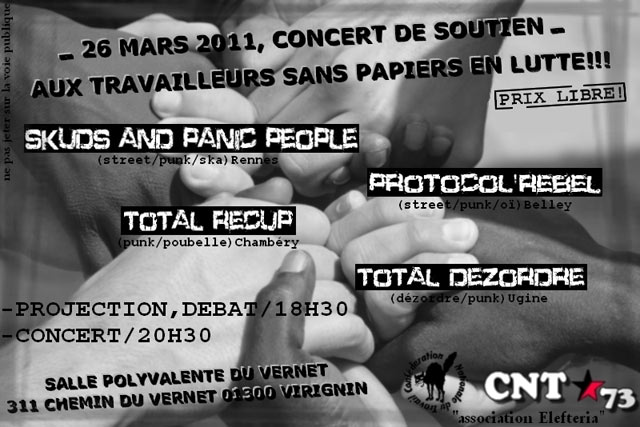 Concert de soutien aux travailleurs sans-papiers en lutte le 26 mars 2011 à Virignin (01)
