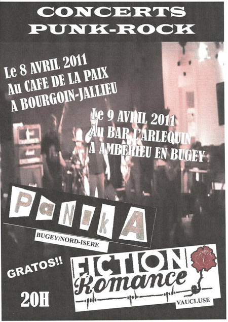 Fiction Romance + Panika au bar L'Arlequin le 09 avril 2011 à Ambérieu-en-Bugey (01)