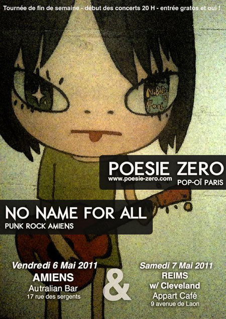 Poésie Zero + No Name For All à l'Australian Bar le 06 mai 2011 à Amiens (80)