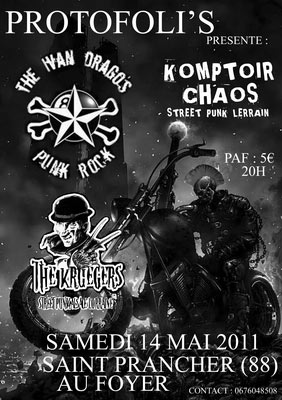 Komptoir Chaos + The Ivan Drago's + The Kruegers au Foyer le 14 mai 2011 à Saint-Prancher (88)