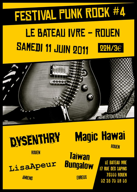 Dysenthry+Lisa A Peur+Taiwan Bungalow+Magic Hawai au Bateau Ivre le 11 juin 2011 à Rouen (76)