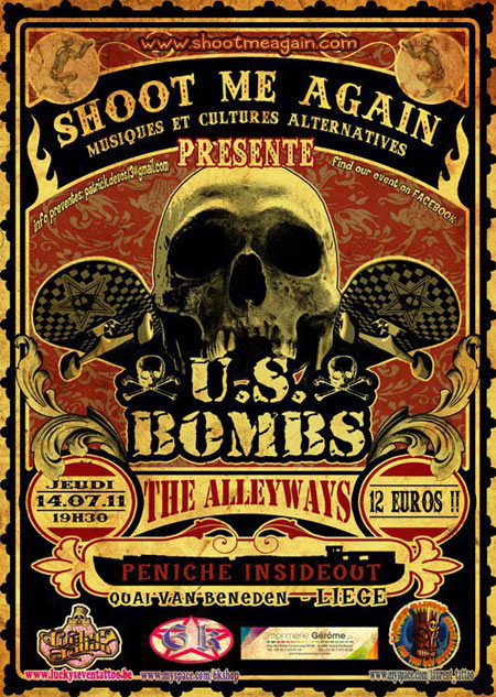 US Bombs + The Alleyways à la Péniche Inside Out le 14 juillet 2011 à Liège (BE)