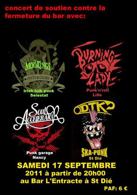 The Moorings + Burning Lady + Soul Accelerator + DTK @ Entracte le 17 septembre 2011 à Saint-Dié-des-Vosges (88)