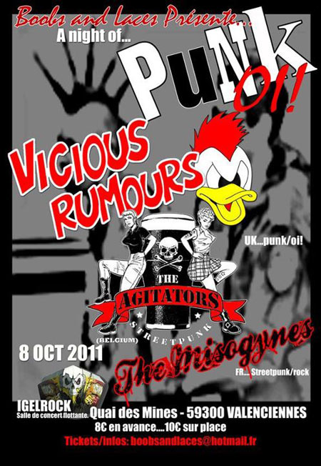 Vicious Rumours + Agitators + Misogynes à la Péniche Igelrock le 08 octobre 2011 à Valenciennes (59)