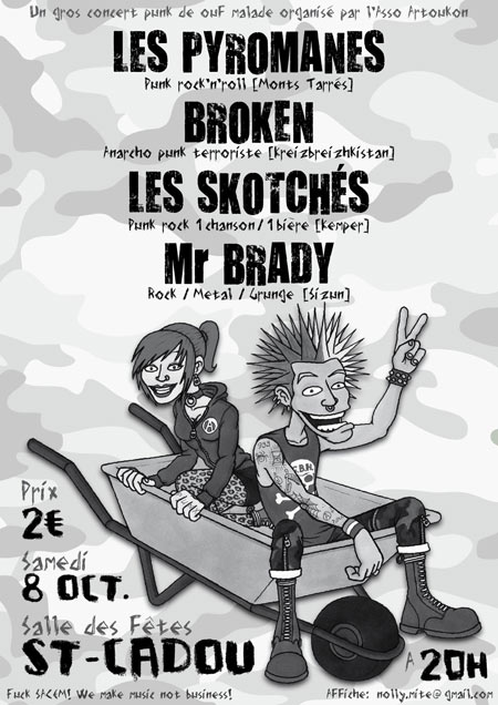 Les Pyromanes+Broken+Les Skotchés+Mr Brady à la Salle des Fêtes le 08 octobre 2011 à Sizun (29)