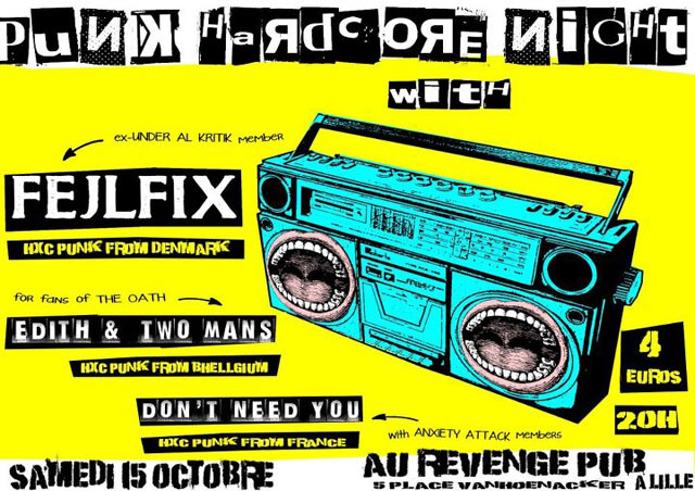 Fejlfix + Edith & Two Mans + Don't Need You au Revenge Pub le 15 octobre 2011 à Lille (59)