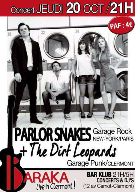 Parlor Snakes + The Dirt Leopards au Baraka Bar le 20 octobre 2011 à Clermont-Ferrand (63)