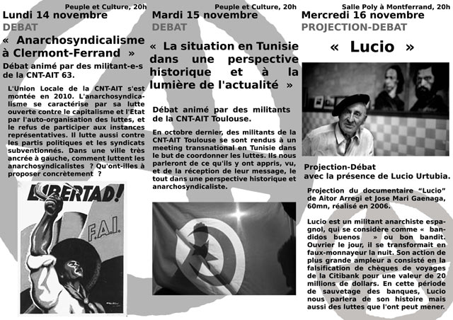 Journées libertaires le 14 novembre 2011 à Clermont-Ferrand (63)