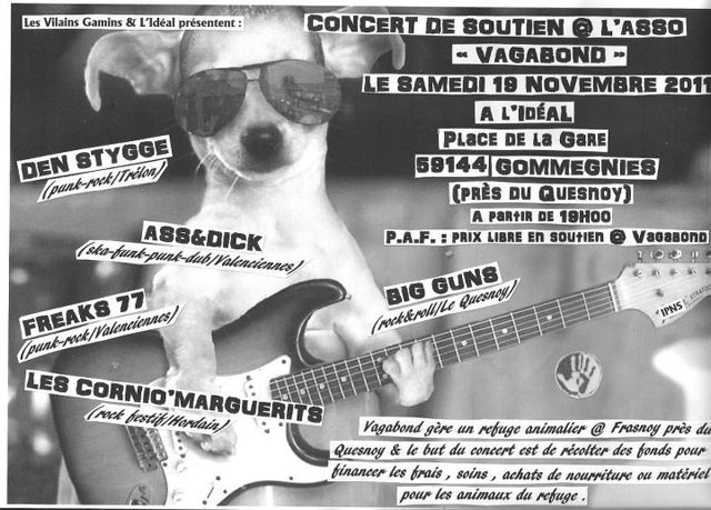 Concert de soutien à l'asso Vagabond à l'Idéal le 19 novembre 2011 à Gommegnies (59)