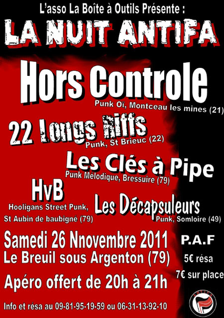 LA NUIT ANTIFA le 26 novembre 2011 à Le Breuil-sous-Argenton (79)