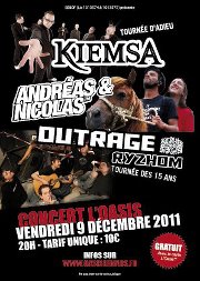 Outrage + Kiemsa + Andréas & Nicolas à l'Oasis le 09 décembre 2011 à Le Mans (72)