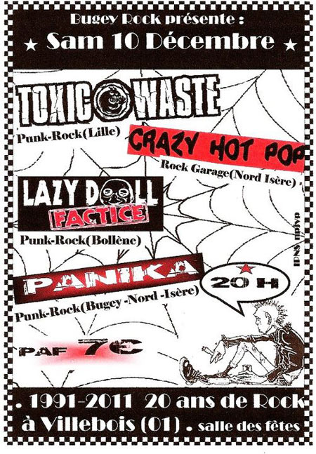 Toxic Waste + Crazy Hot Pop + Lazy Doll Factice + Panika le 10 décembre 2011 à Villebois (01)