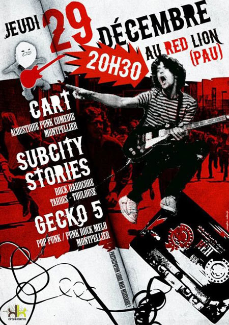 Gecko-5 + Subcity Stories + Cart au Red Lion le 29 décembre 2011 à Pau (64)