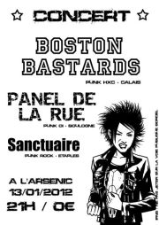 Boston Bastards + Panel De La Rue + Sanctuaire à l'Arsenic le 13 janvier 2012 à Calais (62)