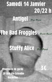 Antigel + Bad Froggies + Stuffy Alice à la Pharmacie de Garde le 14 janvier 2012 à Bordeaux (33)