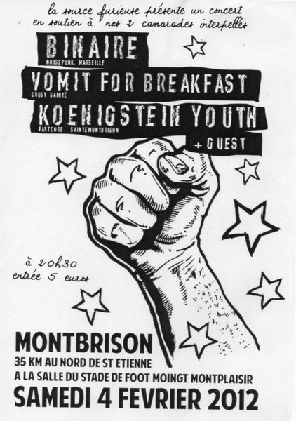 Binaire + Vomit For Breakfast + Koenigstein Youth le 04 février 2012 à Moingt Montbrison (42)