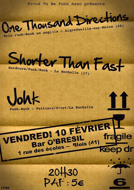 One Thousand Directions +Shorter Than Fast +Johk au bar O'Brésil le 10 février 2012 à Blois (41)