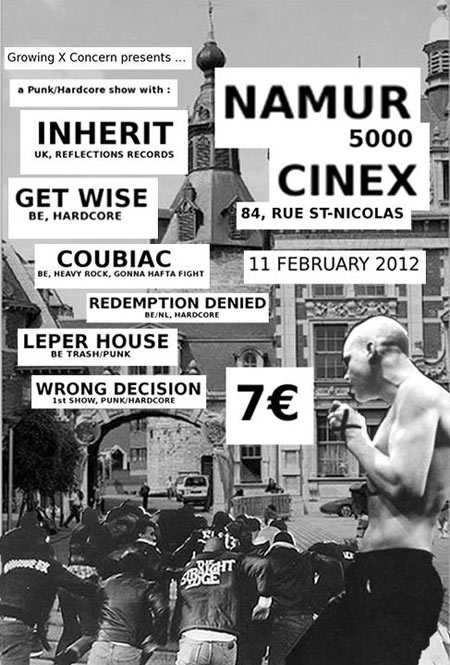 Punk / Hardcore show au Cinex le 11 février 2012 à Namur (BE)