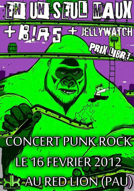 En Un Seul Maux + B!as + Jellywatch au Red Lion le 16 février 2012 à Pau (64)
