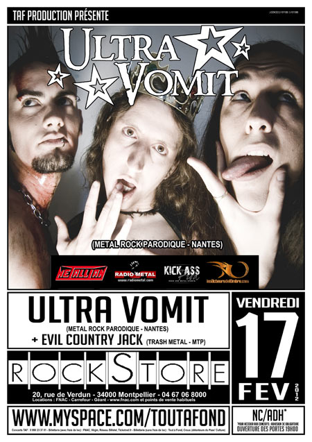 Ultra Vomit + Evil Country Jack au Rockstore le 17 février 2012 à Montpellier (34)