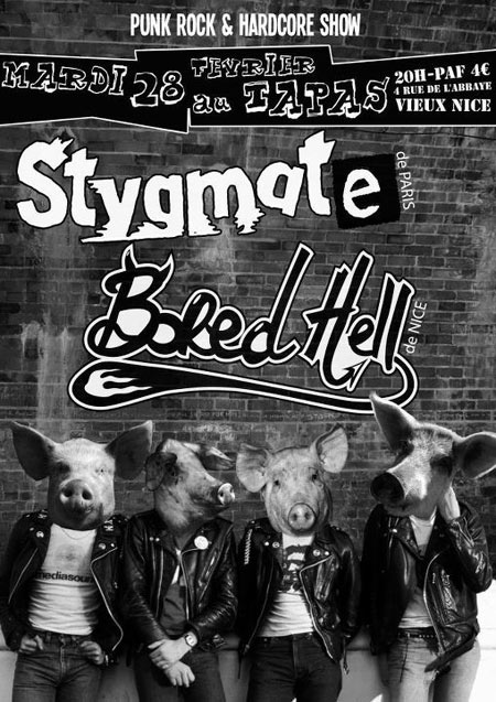 Stygmate + Bored Hell + guest au Tapas La Movida le 28 février 2012 à Nice (06)