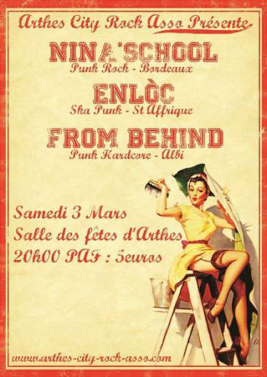 Nina'School + Enloc + From Behind à la Salle des Fêtes le 03 mars 2012 à Arthès (81)