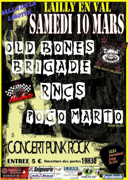 Pogomarto + R'n'C's + Old Bones Brigade à la Salle de la Lisotte le 10 mars 2012 à Lailly-en-Val (45)