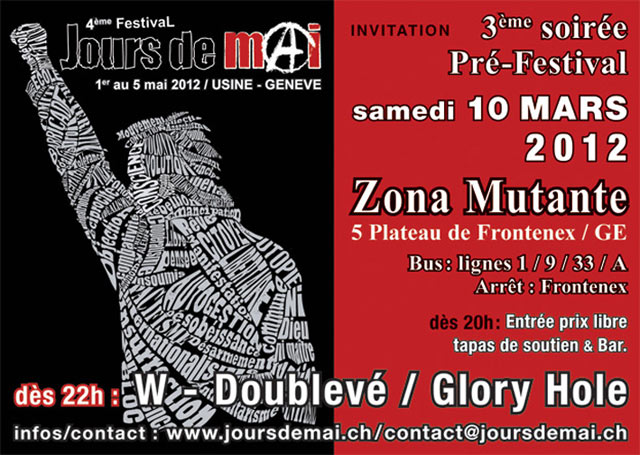 3ème soirée Pré-Festival Jour de Mai le 10 mars 2012 à Genève (CH)