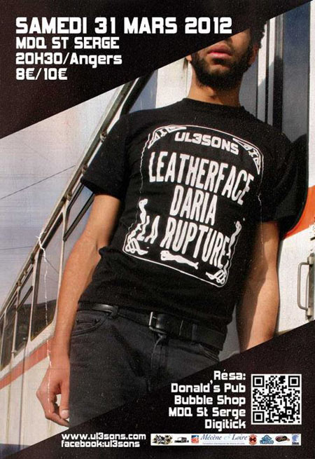 Leatherface + Daria + La Rupture le 31 mars 2012 à Angers (49)