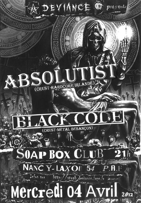 Absolutist + Black Code au Soap Box Club le 04 avril 2012 à Laxou (54)