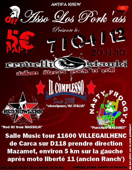 CERVELLI STANKI-NASTY-IL COMPLESSO-RED HOWLERS le 07 avril 2012 à Conques-sur-Orbiel (11)