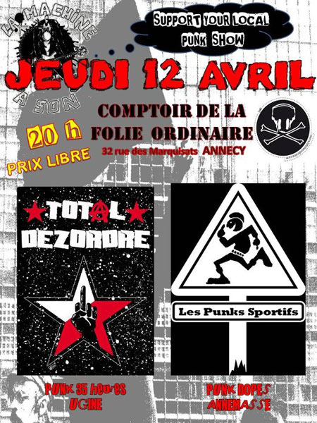 Support your local Punk show au Comptoir de la Folie Ordinaire le 12 avril 2012 à Annecy (74)