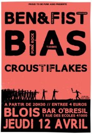 BIAS + Ben & Fist + Croustiflakes au bar O'Brésil le 12 avril 2012 à Blois (41)